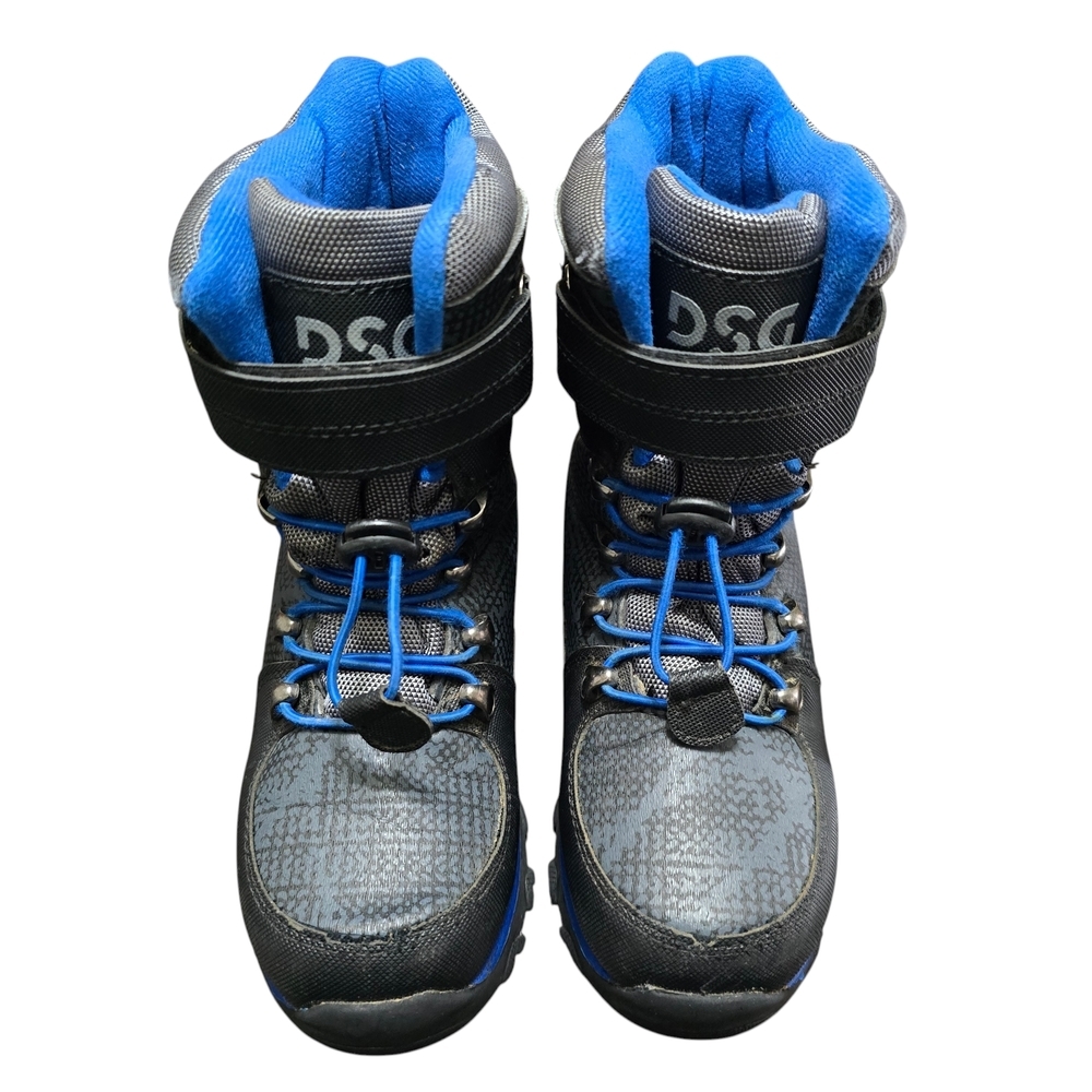 DSG Winter Snow Boots Boys Size 2 Kids Warm Insulated Black Blue Gray